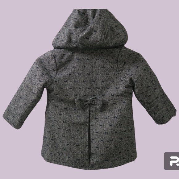 Osh Kosh B'Gosh style B216js1-sa kids peacoat jacket hoodie bow in back metallic - Picture 4 of 11